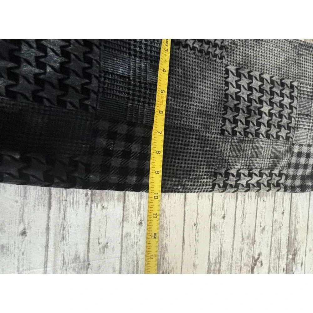 Mixed Print Houndstooth Black Gray Velvet Scarf Rectangle Y2k 10x50